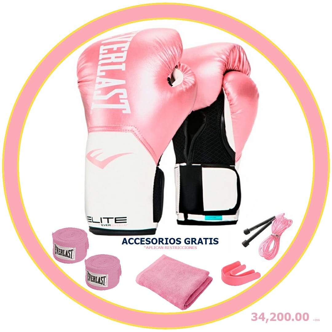 COMBO GUANTES ROSADO CON BLANCO 12 OZ