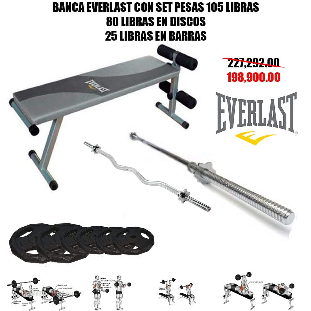 BANCA EVERLAST CON SET DE PESAS