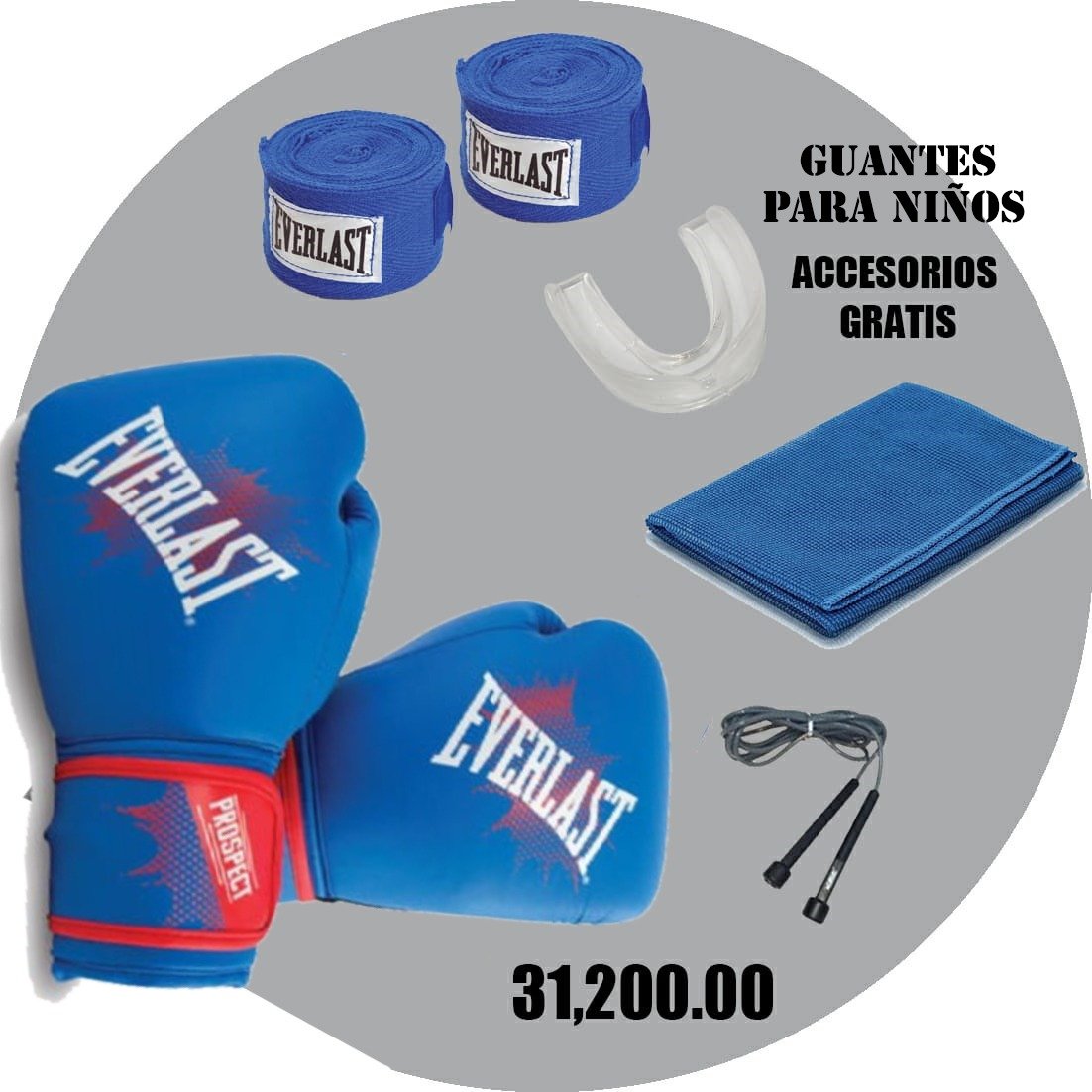 COMBO GUANTES DE BOXEO AZULES PARA NIÑO 8OZ