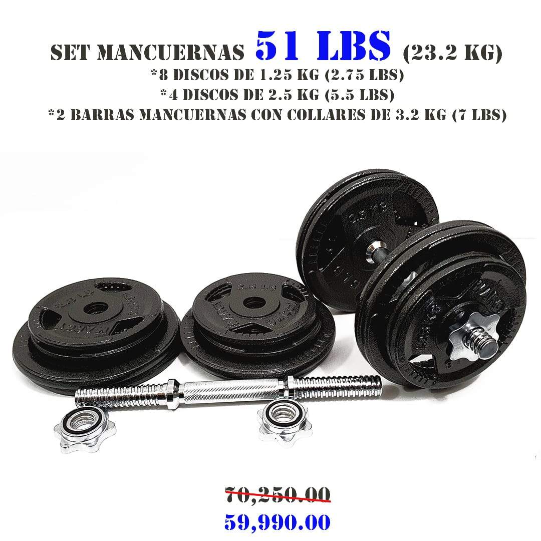 SET MANCUERNAS 51 LBS (23.2 KG)