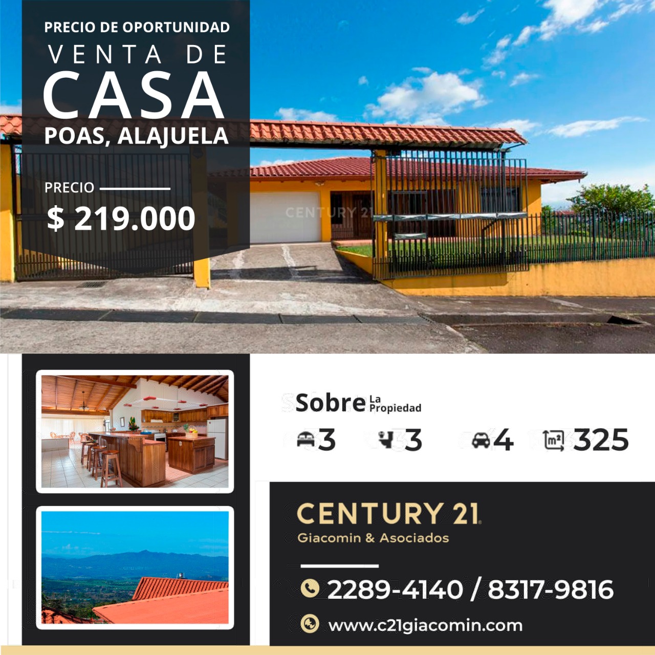 Venta de bella casa en Poas Alajuela, con vistas espectaculares!
