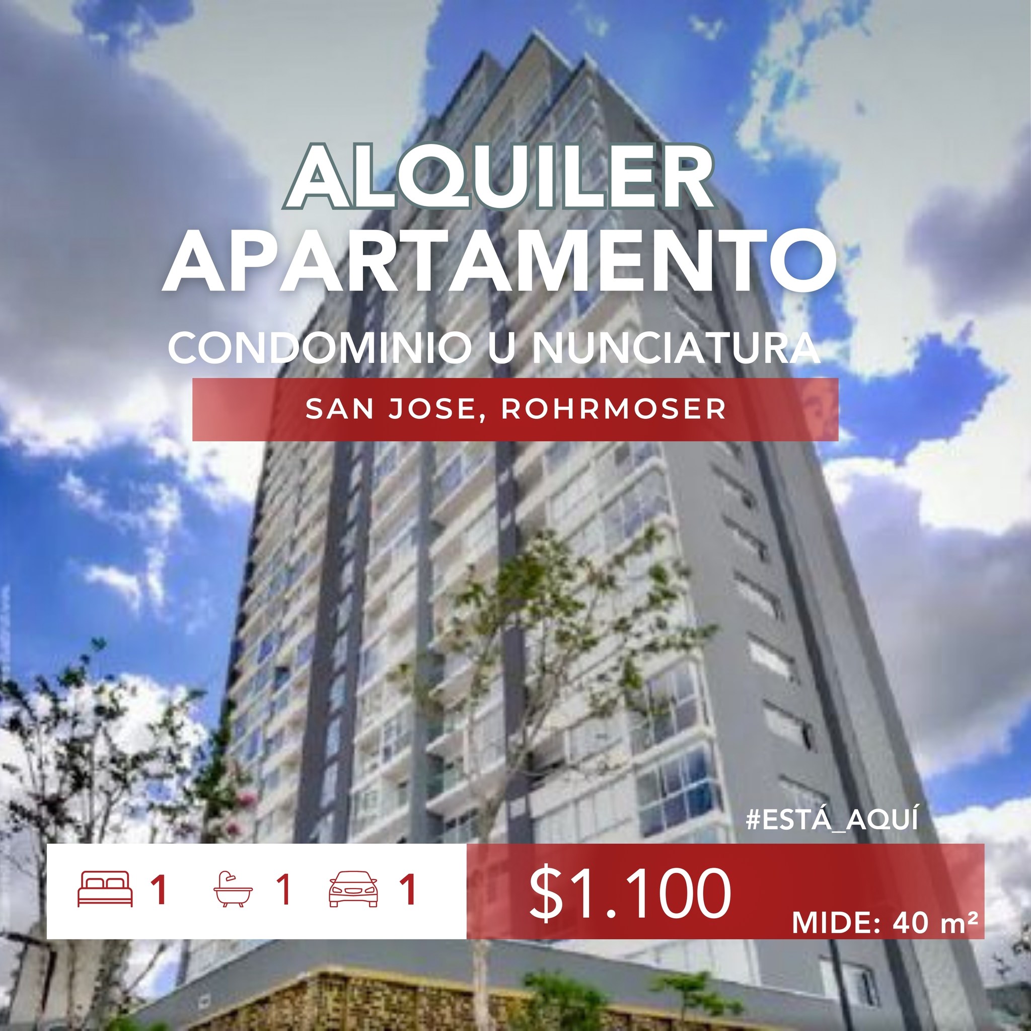 ALQUILER DE APARTAMENTO SEMIAMUEBLADO – ROHRMOSER, U NUNCIATURA
