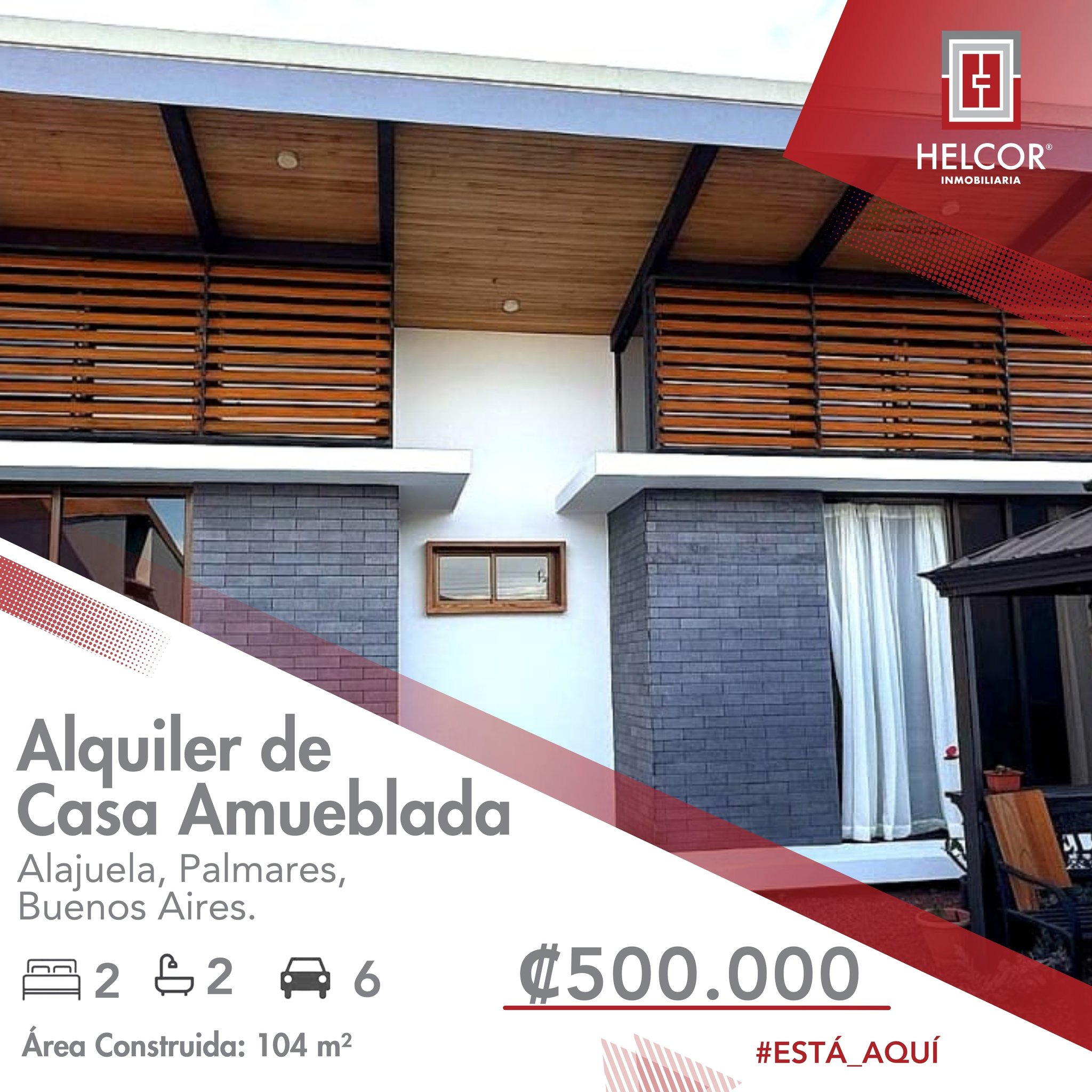 ALQUILER DE CASA AMUEBLADA, ALAJUELA, PALMARES, BUENOS AIRES