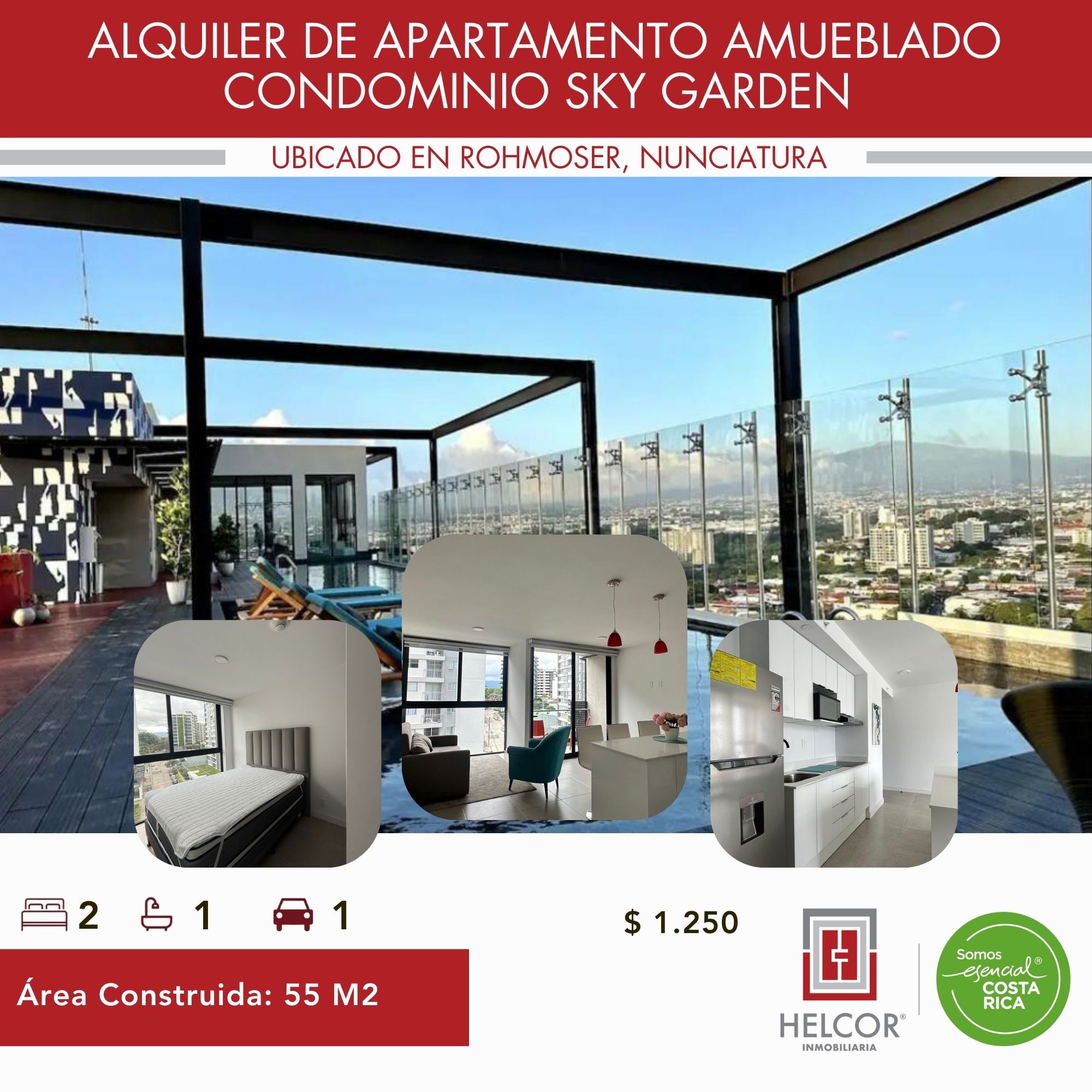 ALQUILER DE APARTAMENTO AMUEBLADO EN ROHMOSER, NUNCIATURA, CONDOMINIO SKY GARDEN