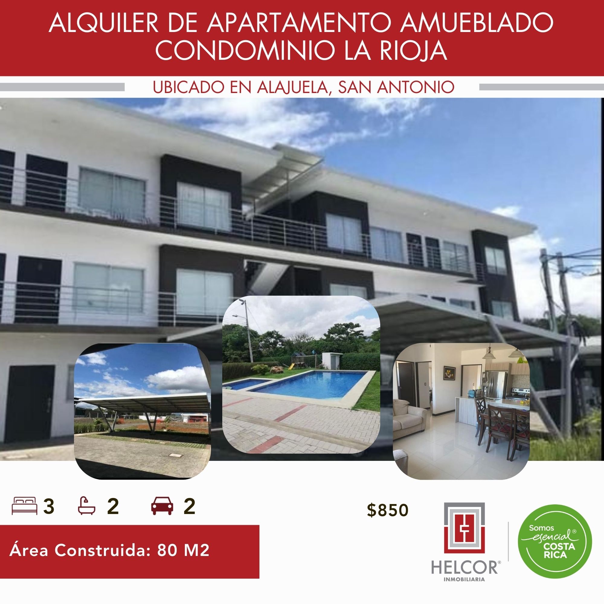 ALQUILER DE APARTAMENTO AMUEBLADO EN SAN ANTONIO, ALAJUELA
