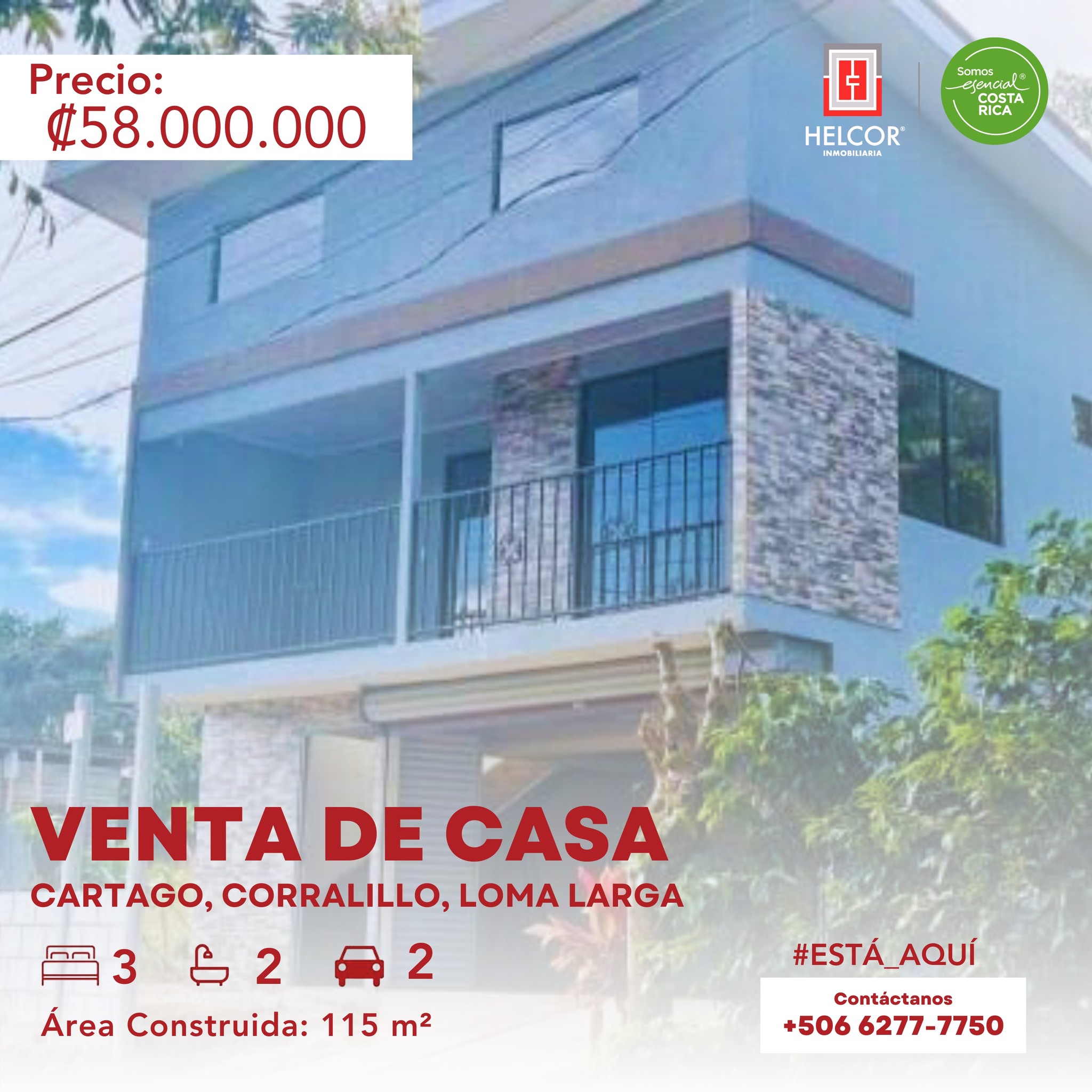 VENTA DE CASA – CARTAGO, CORRALILLO, LOMA LARGA