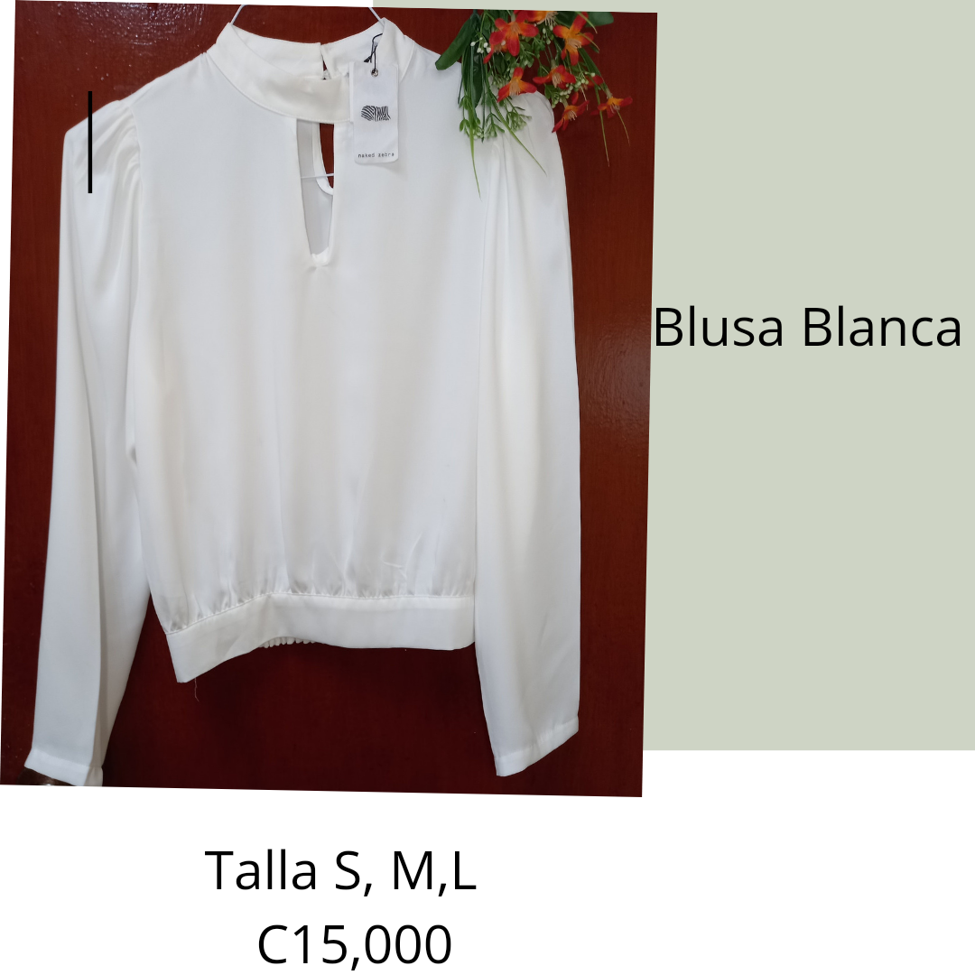 Se Vende Elegante Blusa Blanca Manga Larga Tallas: S,M,L
