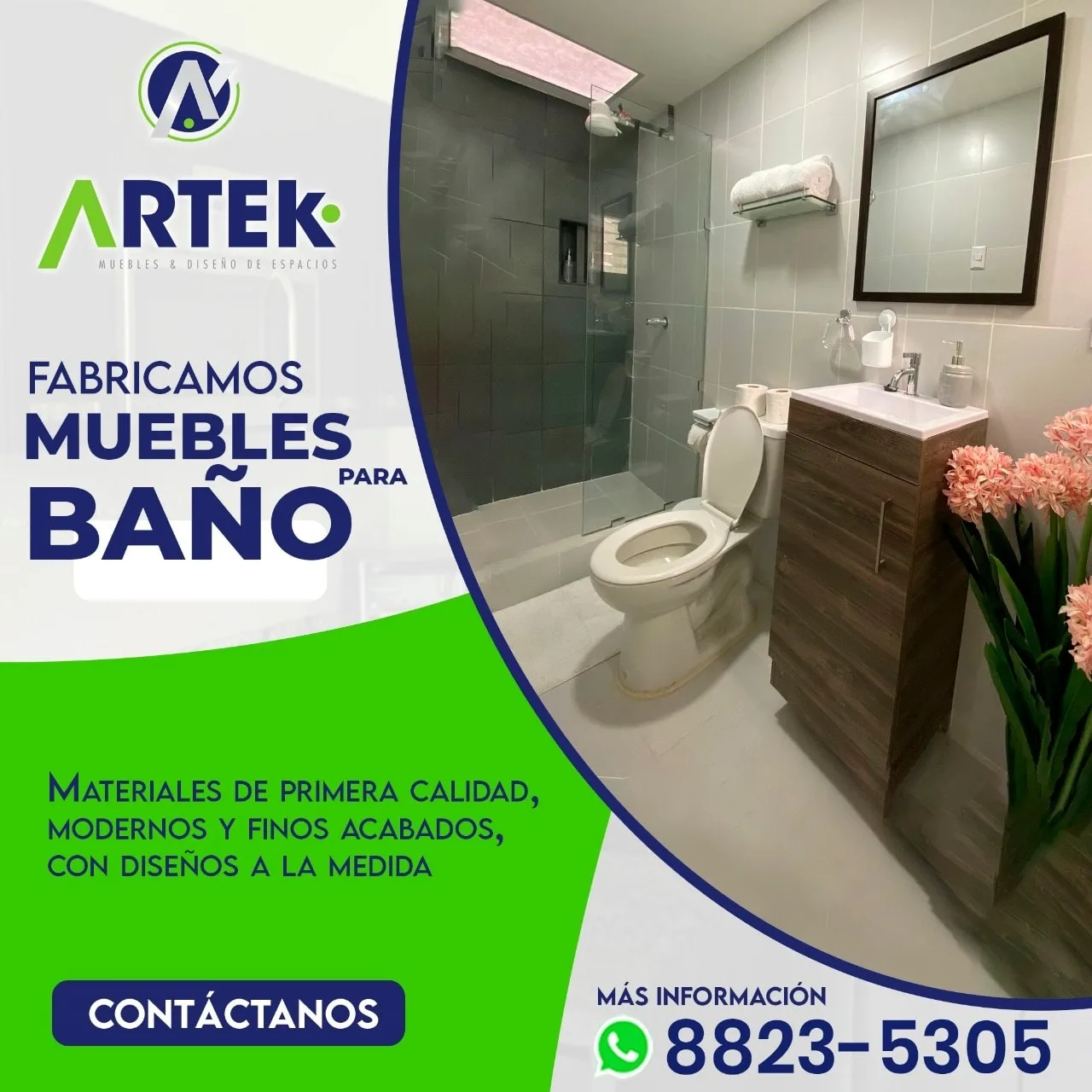 Fabricamos muebles para baño elaborados con materiales de primera calidad,