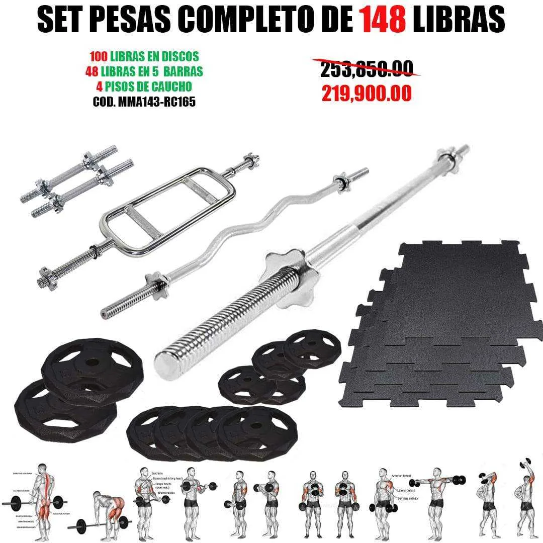 SET PESAS COMPLETO DE 148 LIBRAS - foto 2