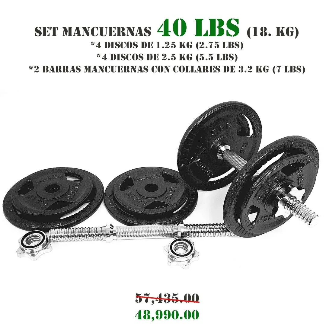 SET MANCUERNAS 40 LBS (18 KG)