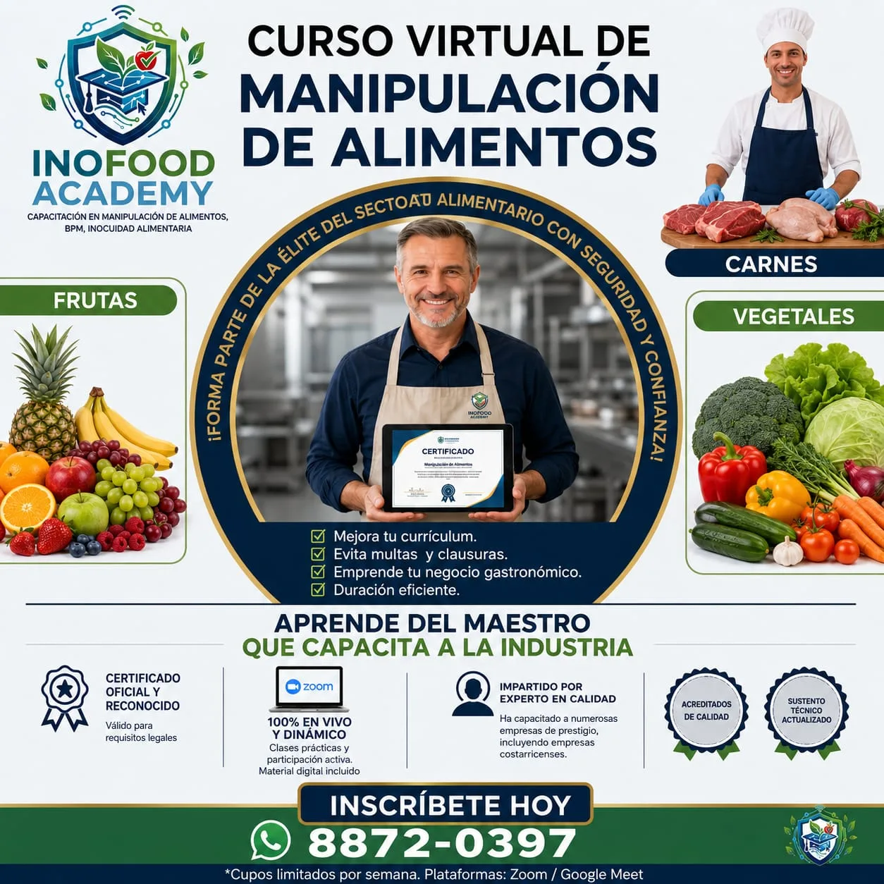 INOFOOD ACADEMY CURSO DE MANIPULACIÓN CERTIFICADO EN UNA SEMANA