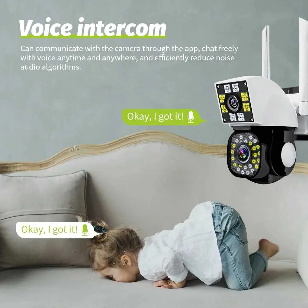 Cámara inalámbrica WiFi Neye 4K/8MP 1080P con doble lente y pantalla dual - foto 6