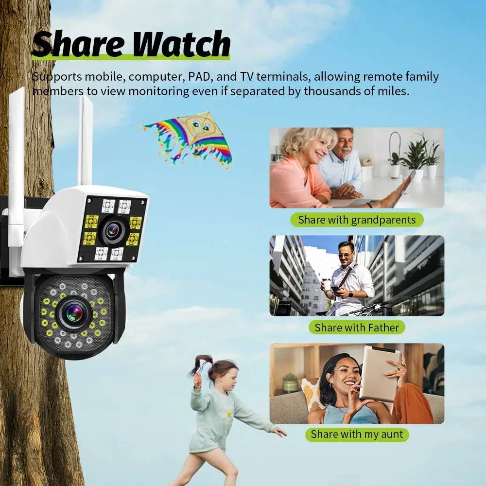 Cámara inalámbrica WiFi Neye 4K/8MP 1080P con doble lente y pantalla dual - foto 5
